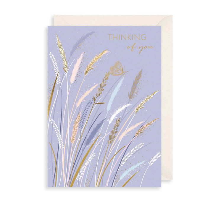 Thinking of You Embossed Butterfly Meadow Greeting Card