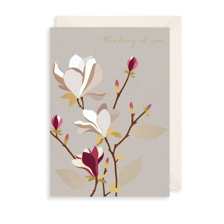 Thinking of You Embossed Magnolias Meadow Greeting Card