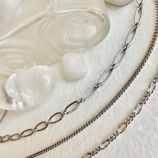 Triple Layer Textured Chain Necklace