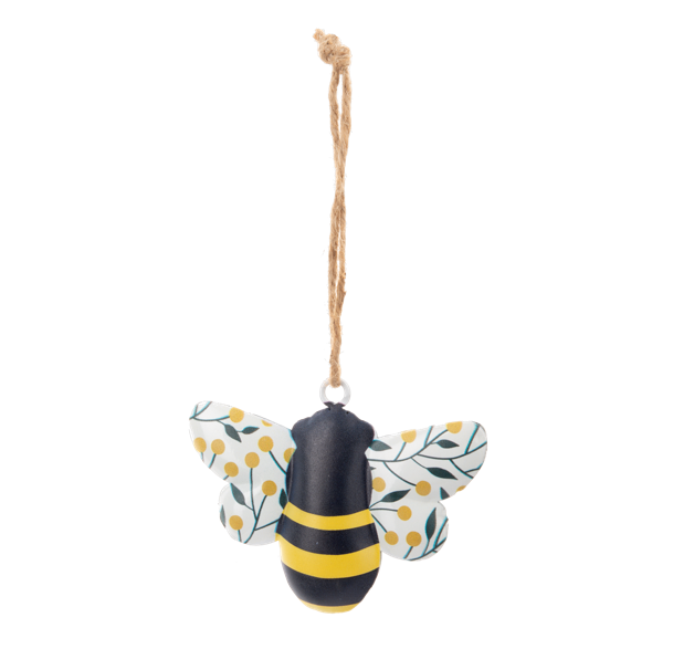 Painted Bee with Floral Wings Ornament