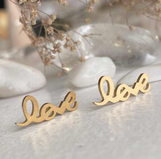 Scripted Love Stud Earrings | Gold