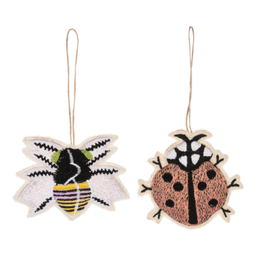 Charming Embroidered Bee & Ladybug Decor