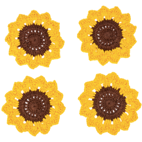 Sunflower Crochet Coaster | Set of 4