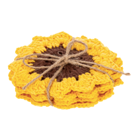 Sunflower Crochet Coaster | Set of 4