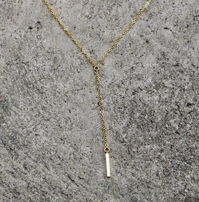 Drop Bar Necklace | Gold