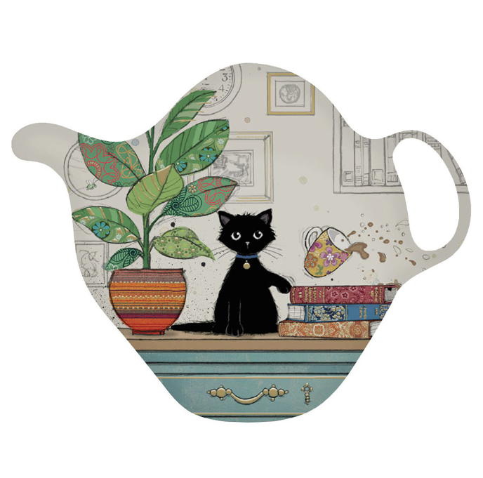 Teabag / Infuser Drip Dish - Cat Tipping the Tea