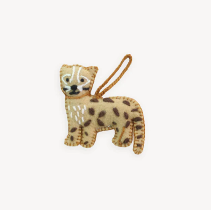 Artisanal Embroidered Cheetah Ornament