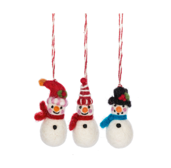 Mini Wool Snowman Ornament