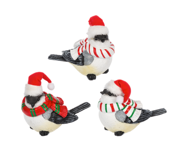 Candy Cane Scarf Bird Figurine Ornament