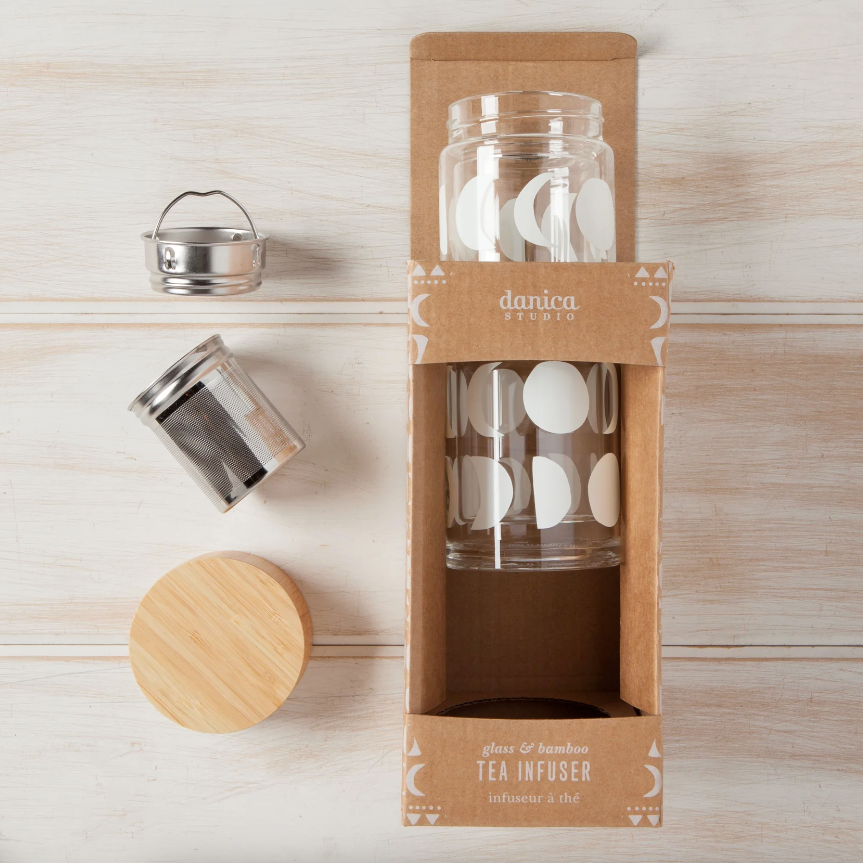 White Moon Phases Tea Infuser Bottle