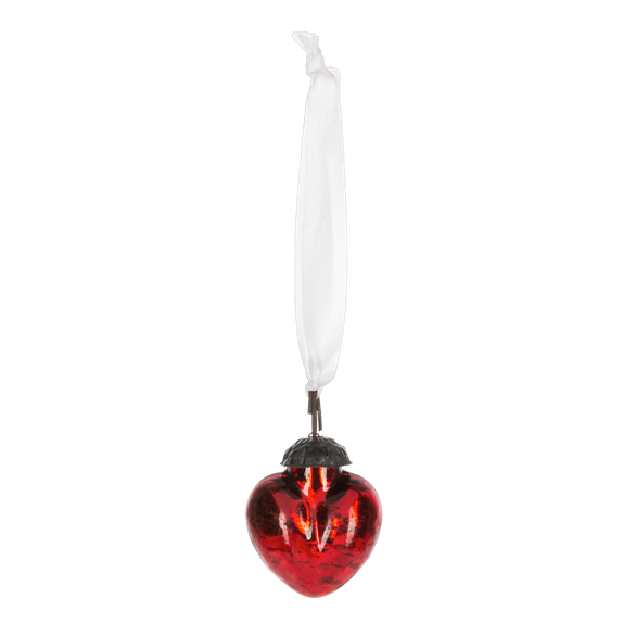 Mini Red Heart Glass Ornament