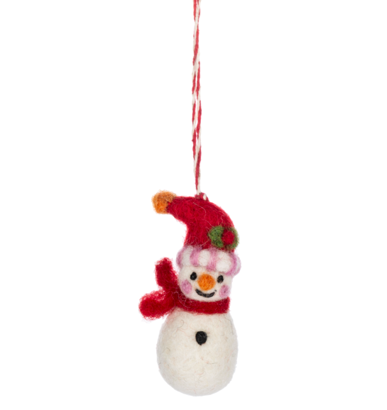 Mini Wool Snowman Ornament