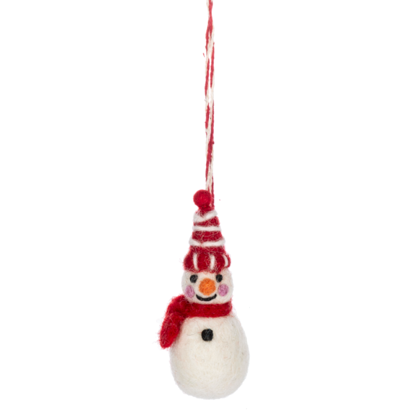 Mini Wool Snowman Ornament