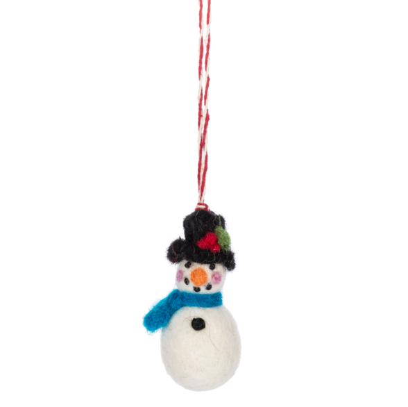 Mini Wool Snowman Ornament