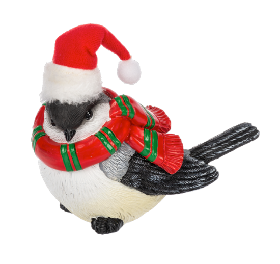 Candy Cane Scarf Bird Figurine Ornament