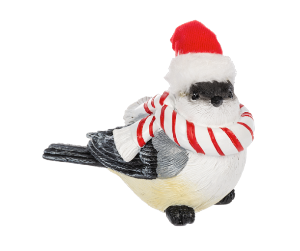 Candy Cane Scarf Bird Figurine Ornament