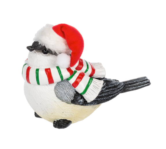 Candy Cane Scarf Bird Figurine Ornament