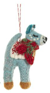 Cheery Embroidered Felted Animal Ornaments