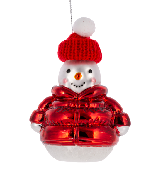 Snowman with Knit Hat in Puffy Jacket Ornament