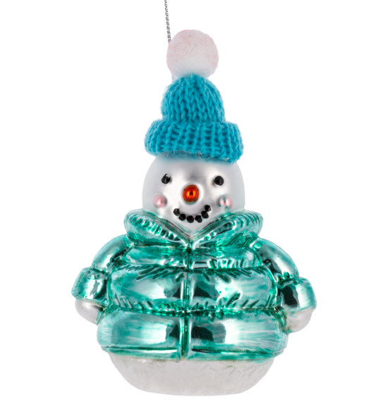 Snowman with Knit Hat in Puffy Jacket Ornament