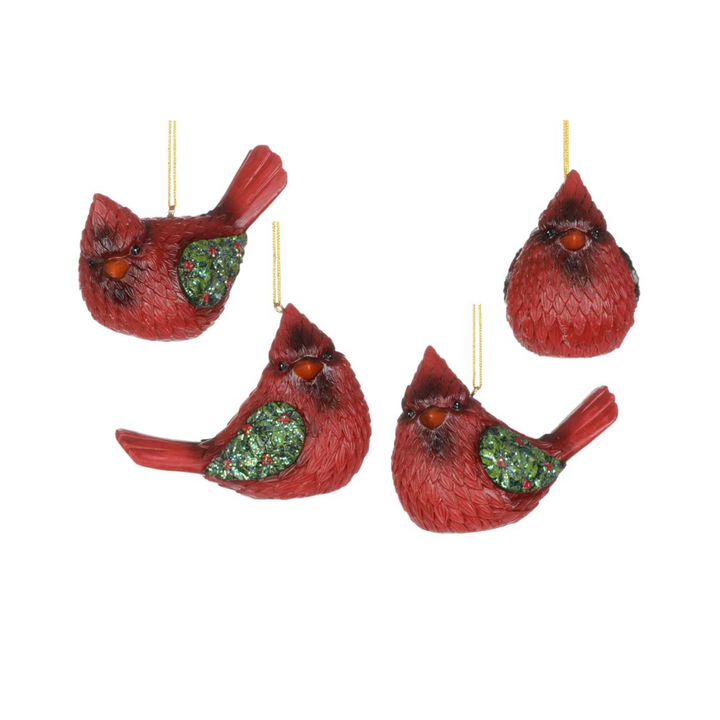 Sparkly Holly Cardinal Ornament