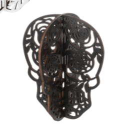 Laser Cut Floral Wooden Skull Decor | Black