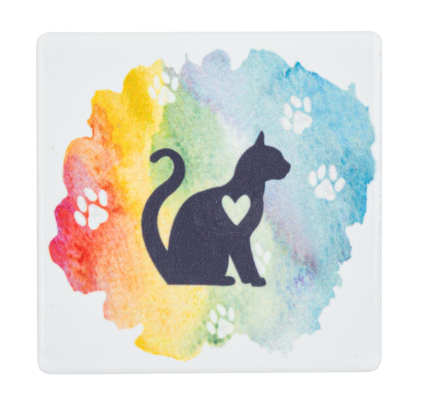 Square Ceramic Magnet | Cat Heart