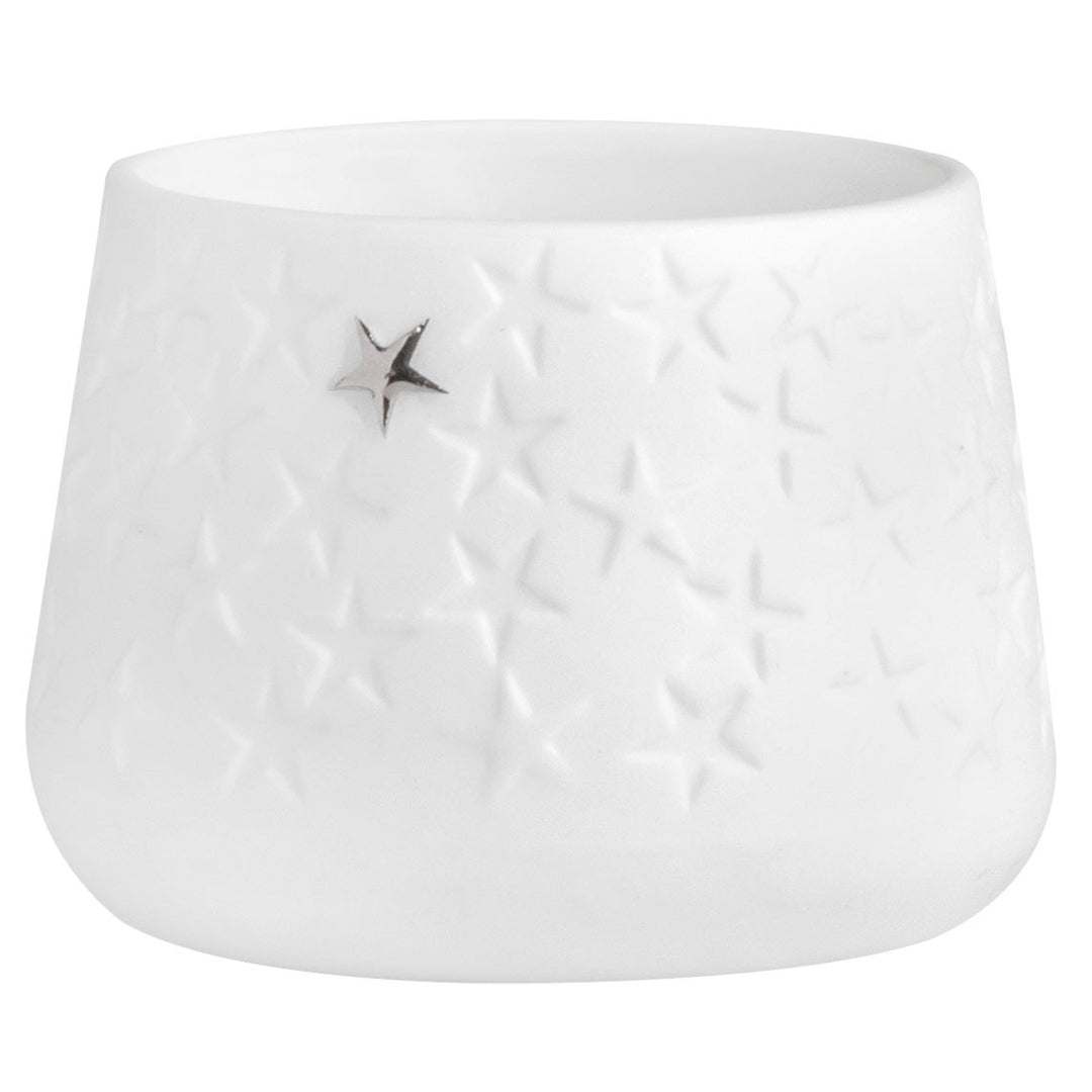 Silver Star Porcelain Tealight Holder