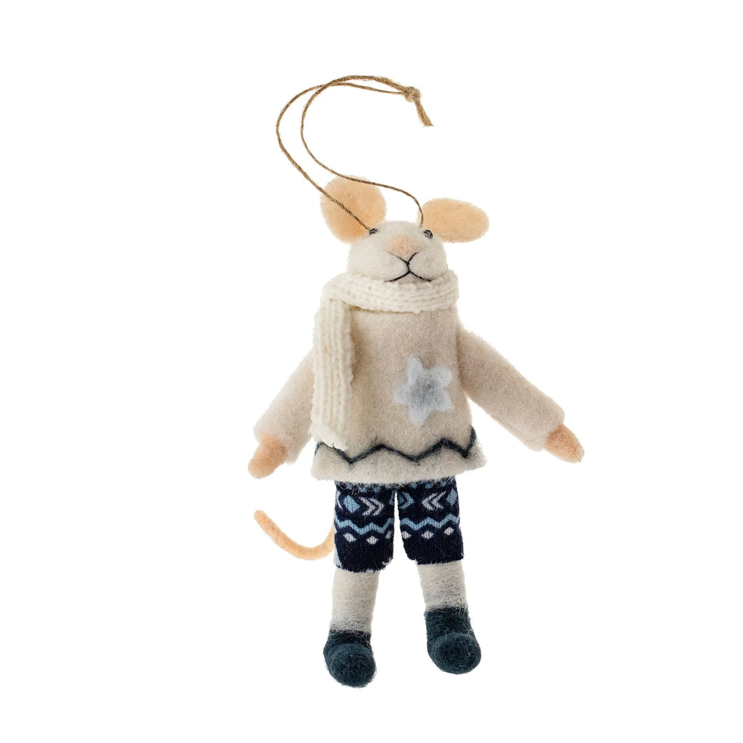 Icelandic Ian Extra Tall Felted Mouse Ornament