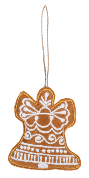 Embroidered Holiday Bell Gingerbread Ornament