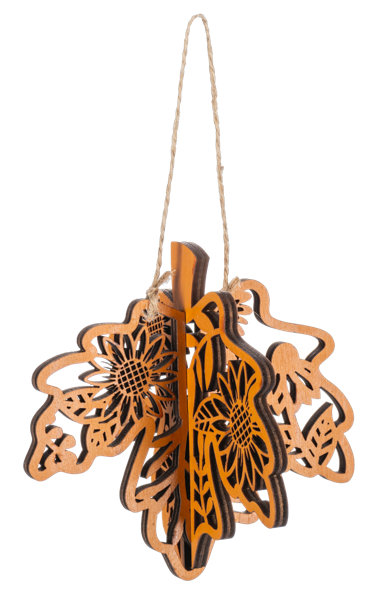 Wooden Laser-Cut Autumn Leaf Ornaments with Gardens Within