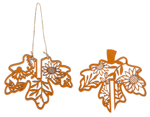 Wooden Laser-Cut Autumn Leaf Ornaments with Gardens Within