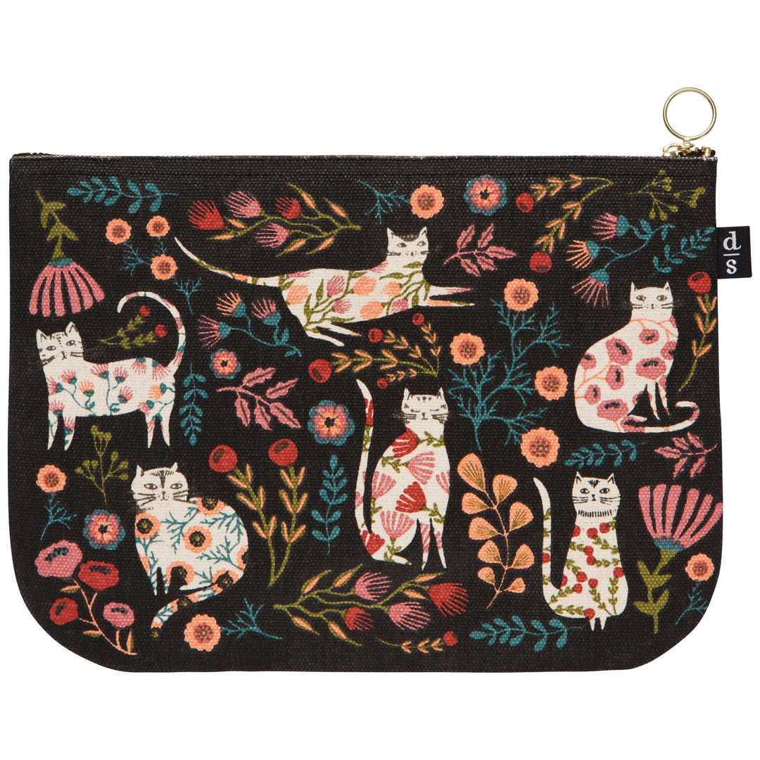 Cat Bloom Zipper Pouch | Large