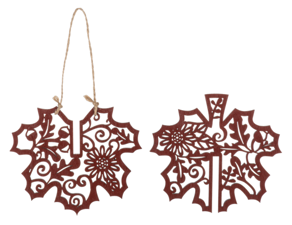 Wooden Laser-Cut Autumn Leaf Ornaments with Gardens Within