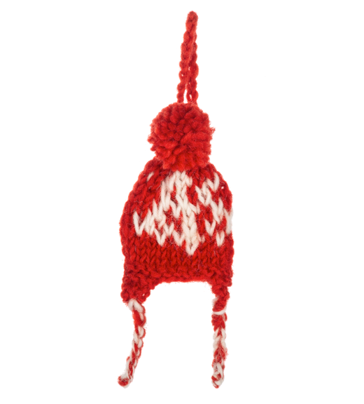 Handmade Super Teeny Knitted Wool Hat Ornament | Red & White