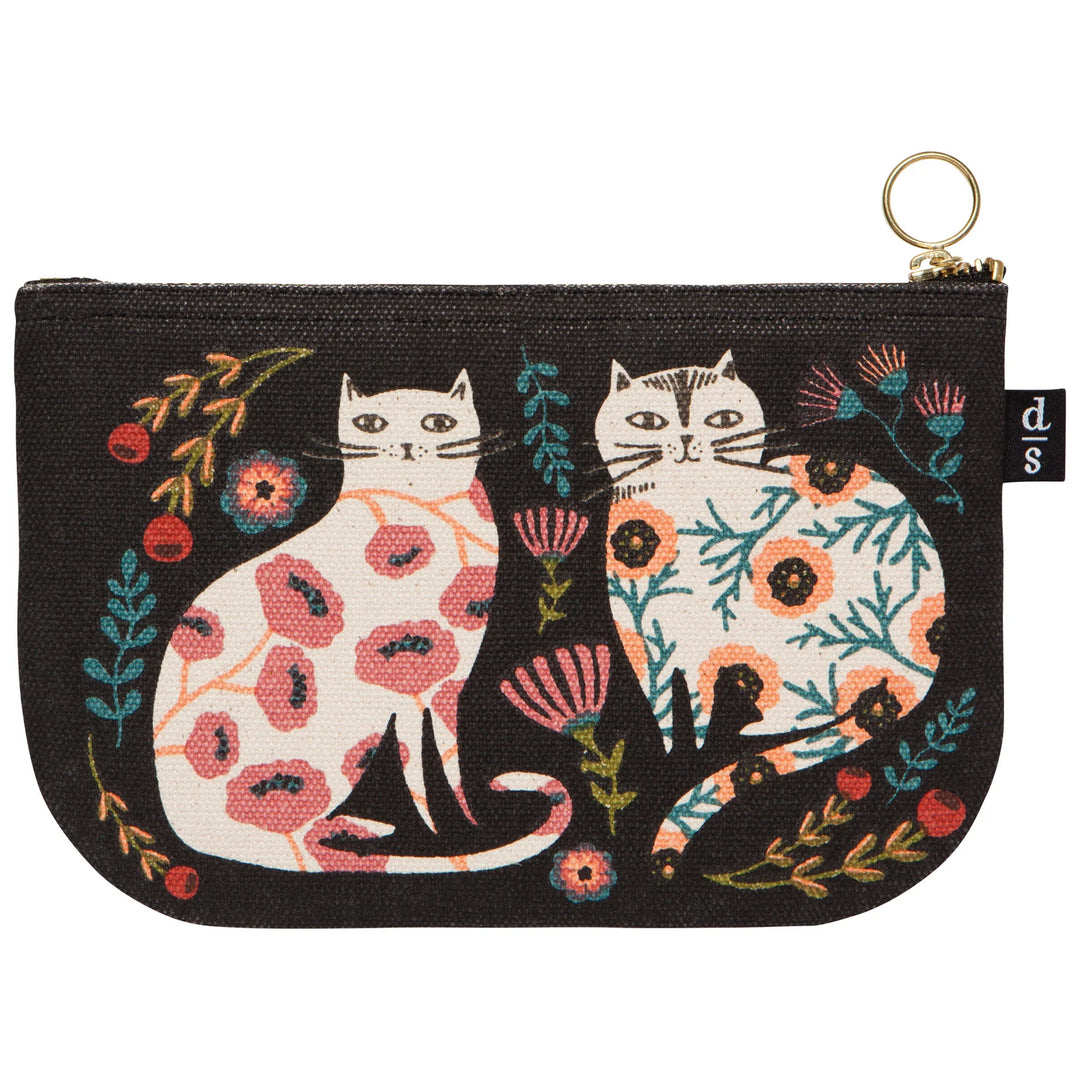 Cat Bloom Zipper Pouch