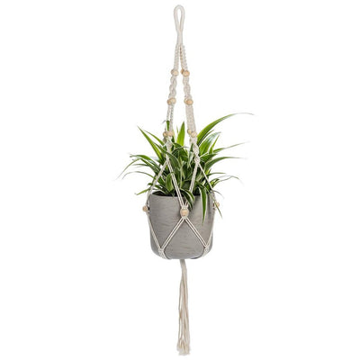 Macrame Planter Hanger with Tail & Beads
