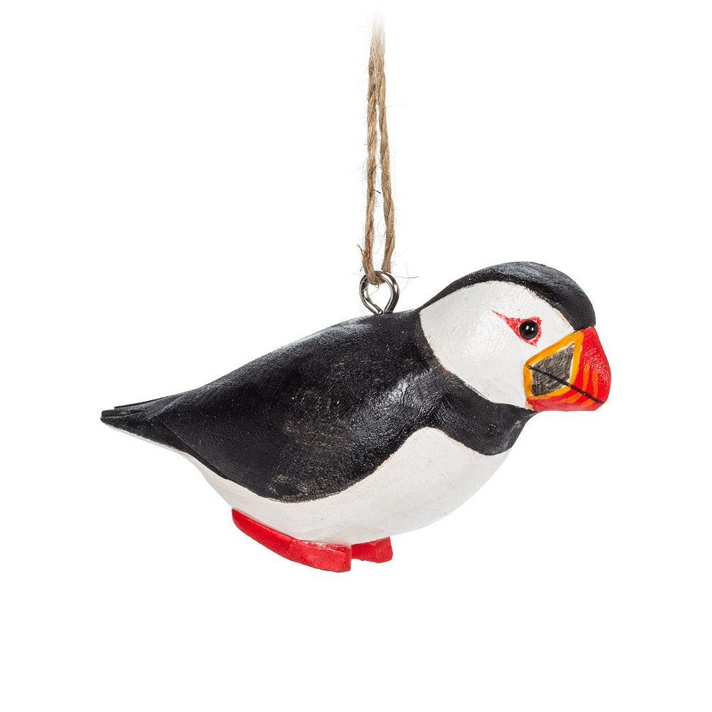 Carved Wooden Puffin Ornament