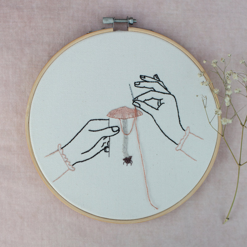 Handmade Embroidery | Sewing The Pink Mushroom