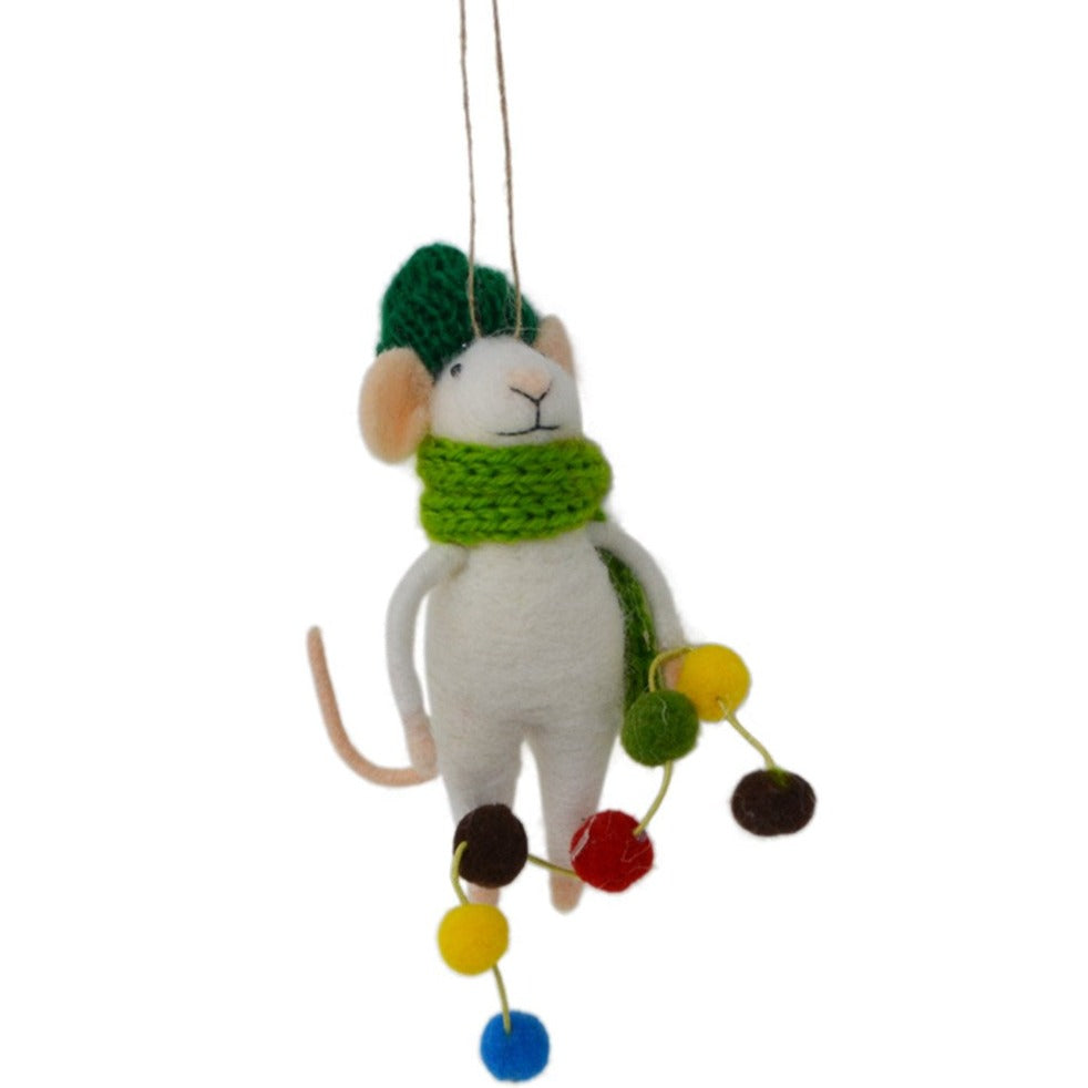 Pom Pom Garland Mouse Ornament
