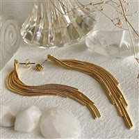 Cascading Chain Drop Stud Earrings | Gold