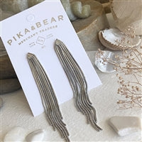 Cascading Chain Drop Stud Earrings | Silver