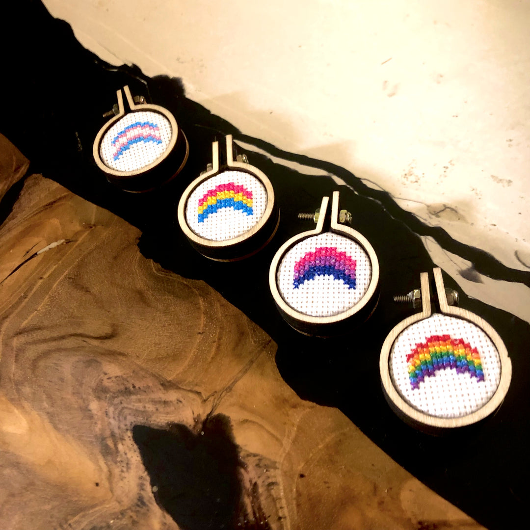 Bisexual Pride Cross Stitch Rainbow Magnet