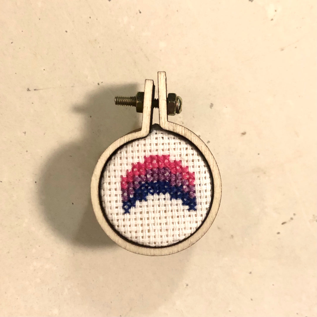 Bisexual Pride Cross Stitch Rainbow Magnet