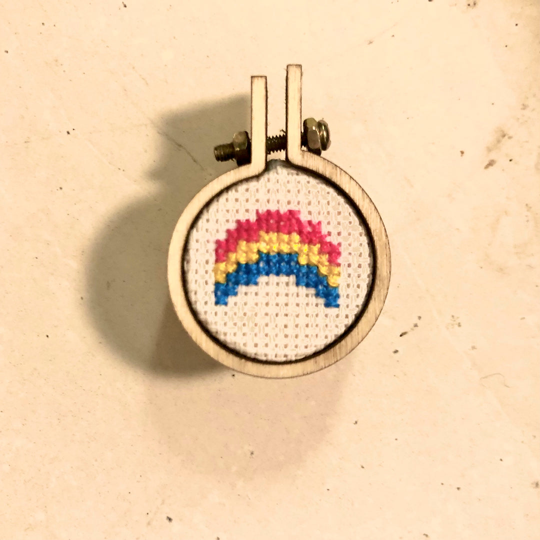Pansexual Pride Cross Stitch Rainbow Magnet