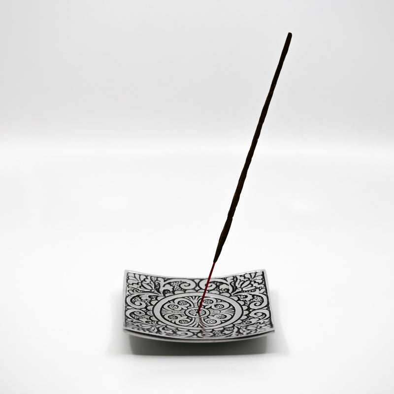 Recycled Aluminum Square Floral Incense Holder
