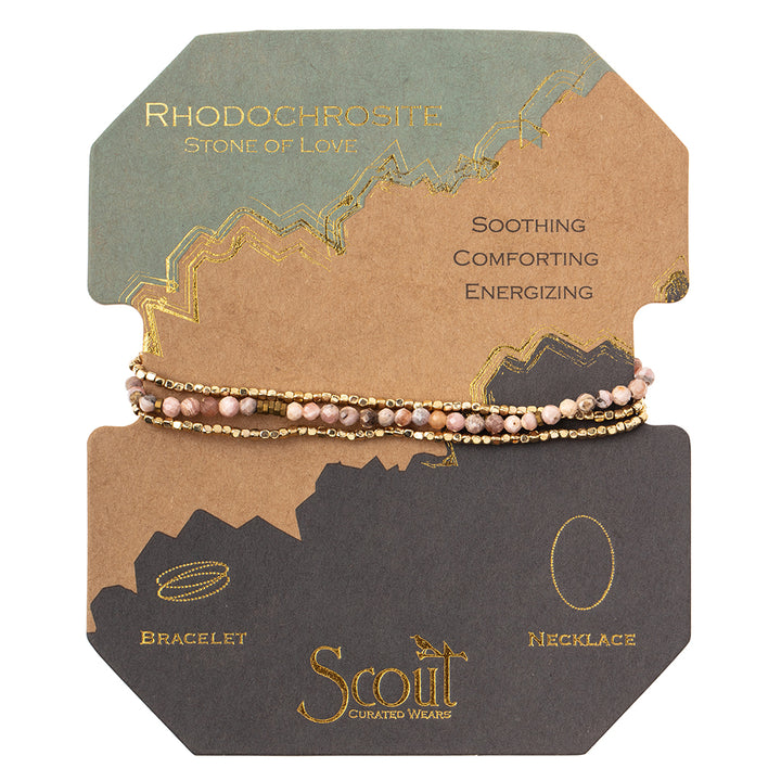 Delicate Stone Wrap Bracelet/Necklace/Anklet | Rhodocrosite, Stone of Love