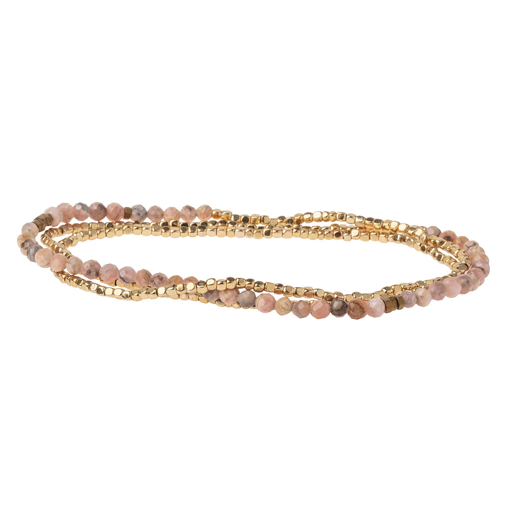Delicate Stone Wrap Bracelet/Necklace/Anklet | Rhodocrosite, Stone of Love