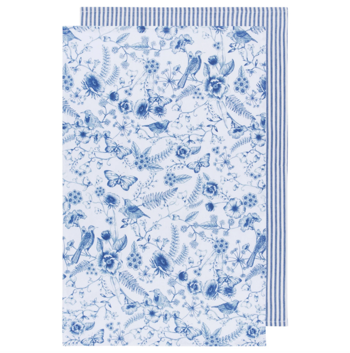 Juliette Blue Flower Garden Tea Towels | Set of 2