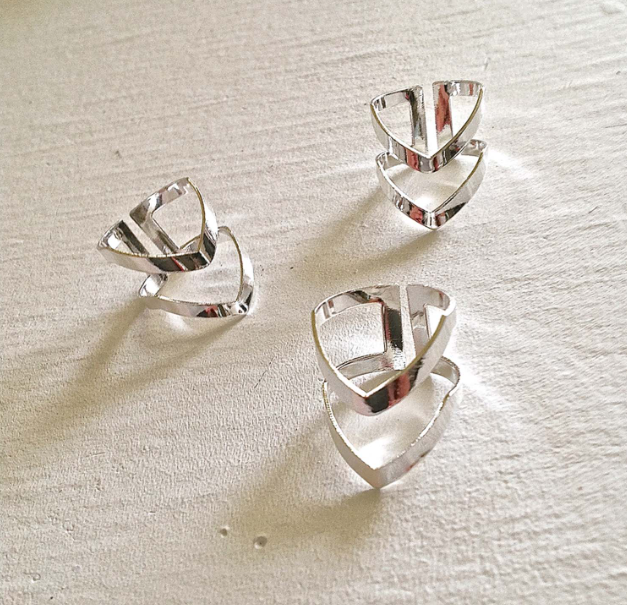 Double Tiered Chevron Adjustable Ring